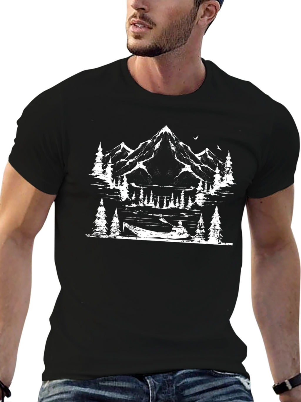 Mountain Lake Graphic Tee - Black