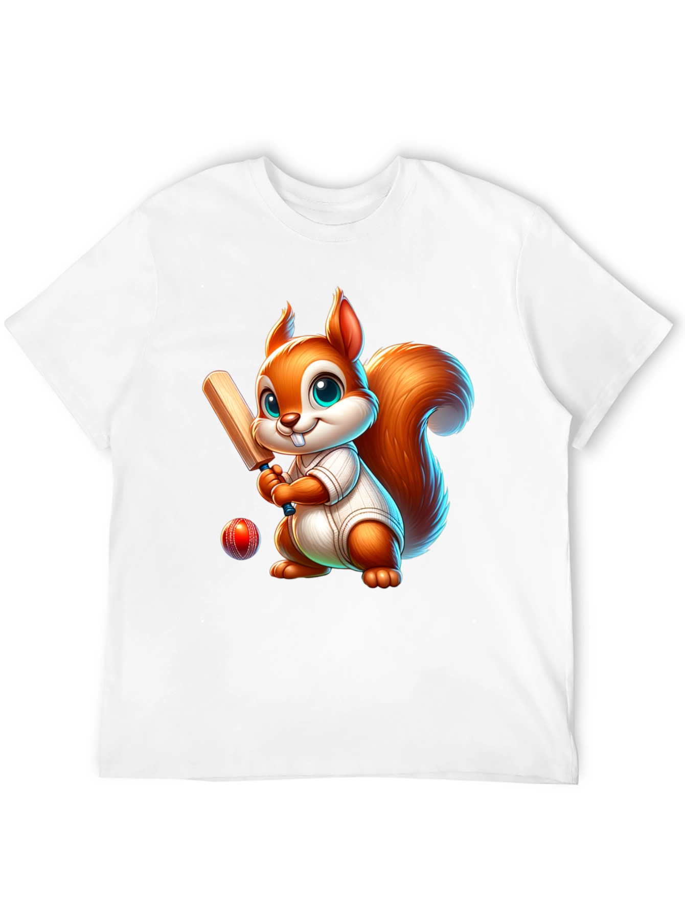 Cartoon Squirrel Playing Cricket T-Shirt