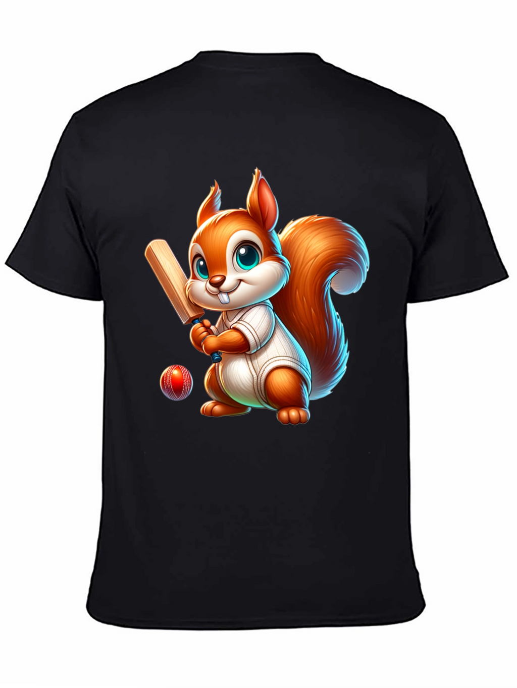 Cartoon Squirrel Playing Cricket T-Shirt