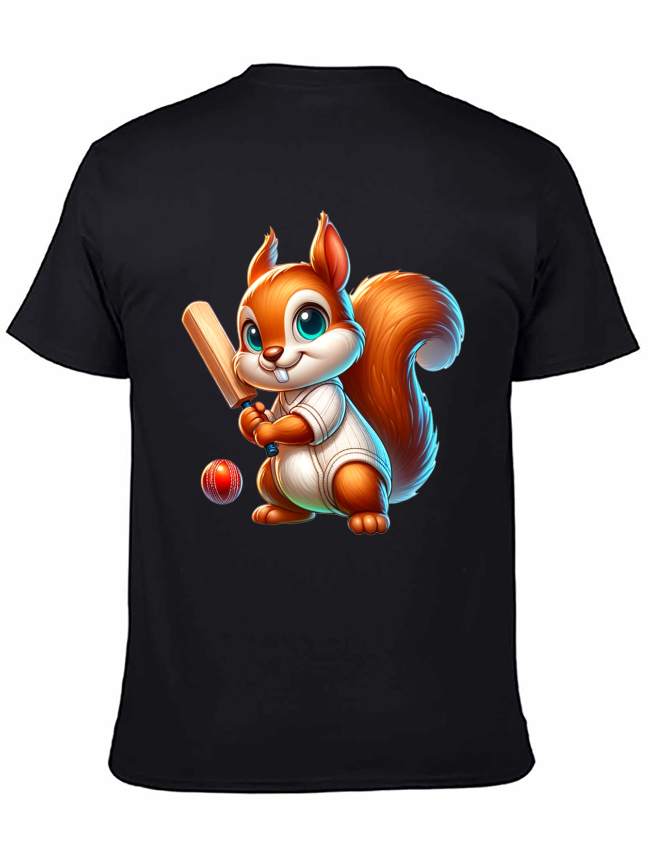Cartoon Squirrel Playing Cricket T-Shirt