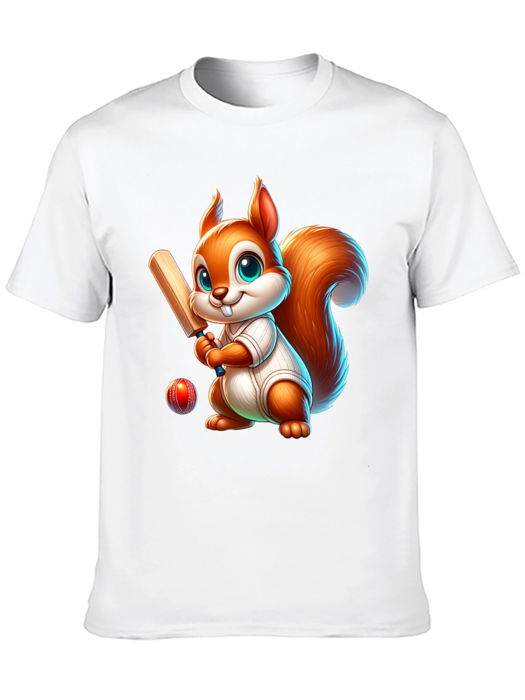 Cartoon Squirrel Playing Cricket T-Shirt