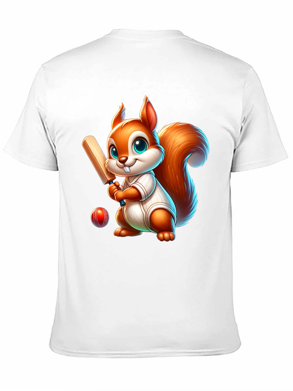 Cartoon Squirrel Playing Cricket T-Shirt