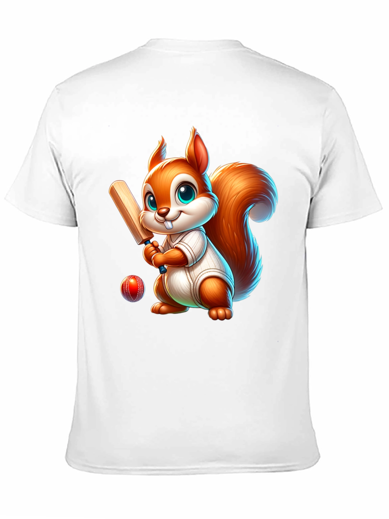 Cartoon Squirrel Playing Cricket T-Shirt