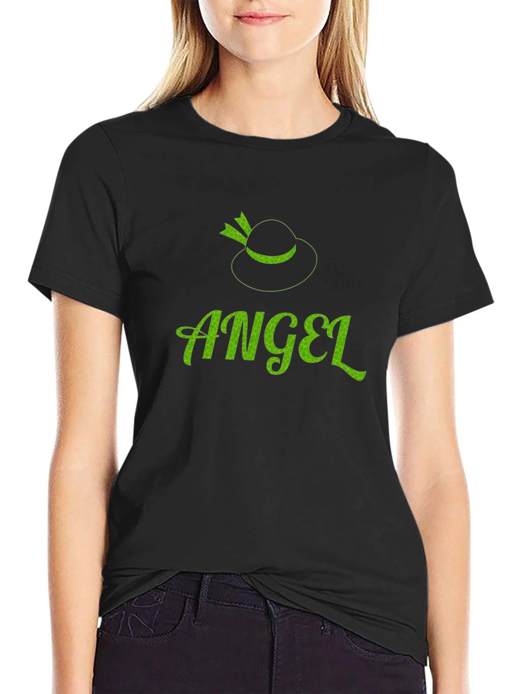 Angel Hat Black T-Shirt