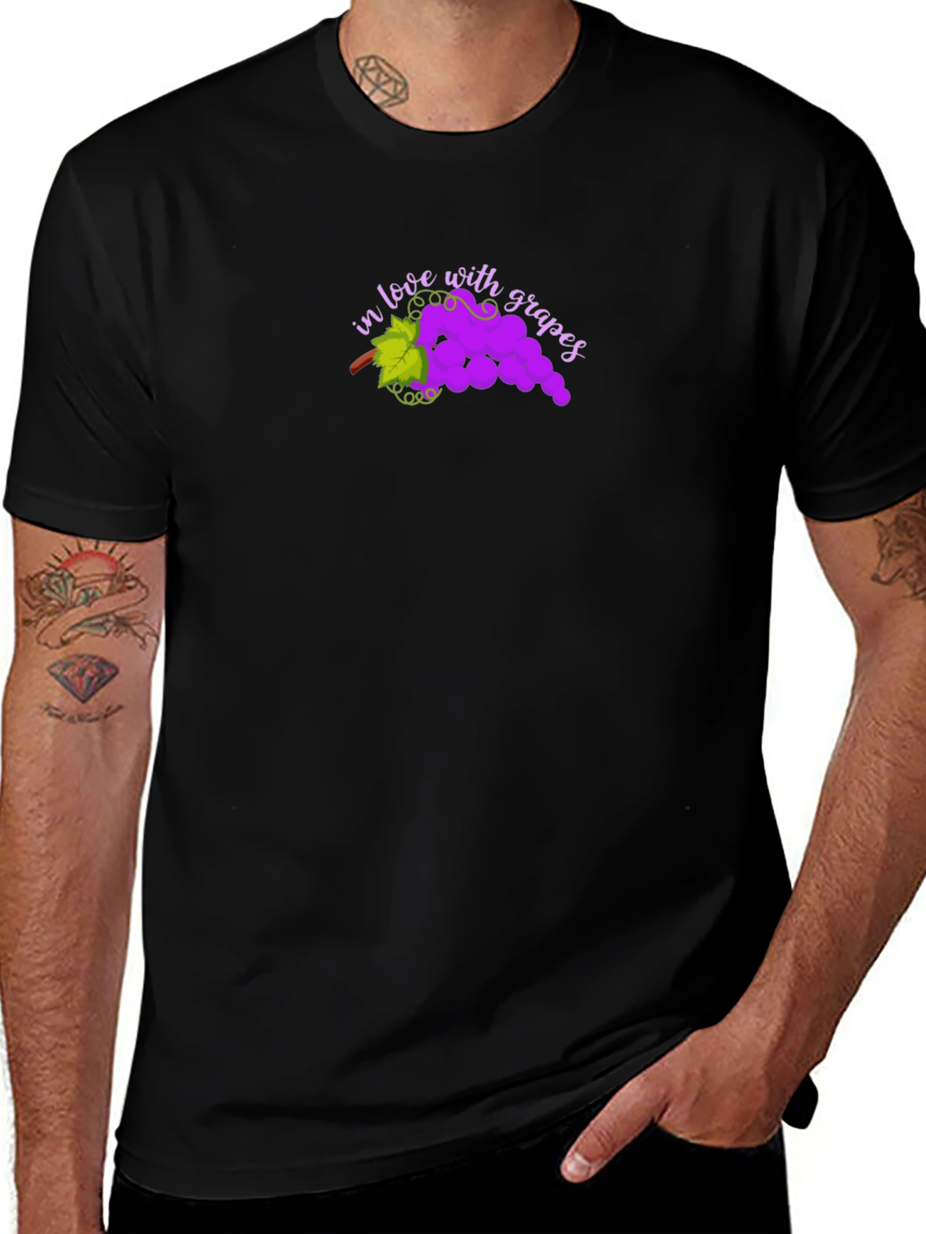 In Love with Grapes Black T-Shirt