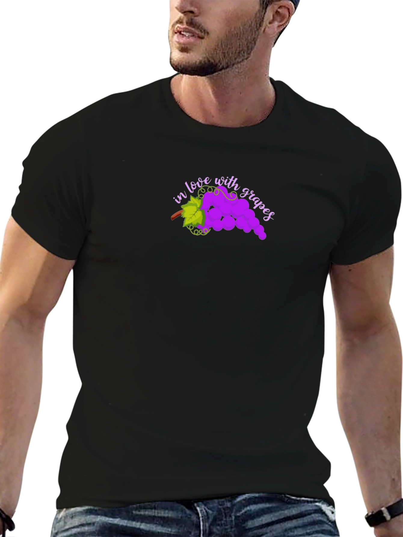 In Love with Grapes Black T-Shirt