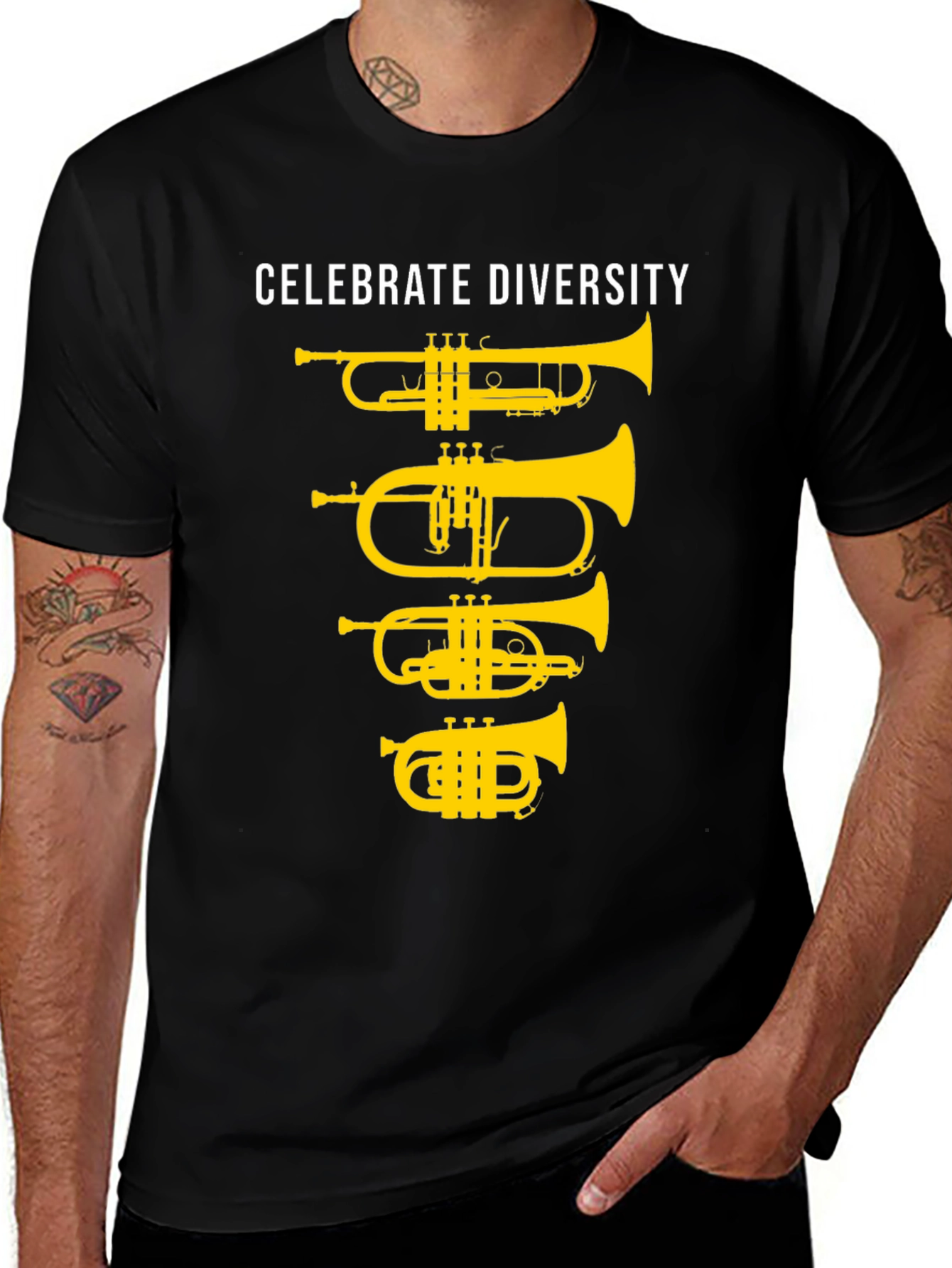 Celebrate Diversity Brass Instruments Black T-Shirt