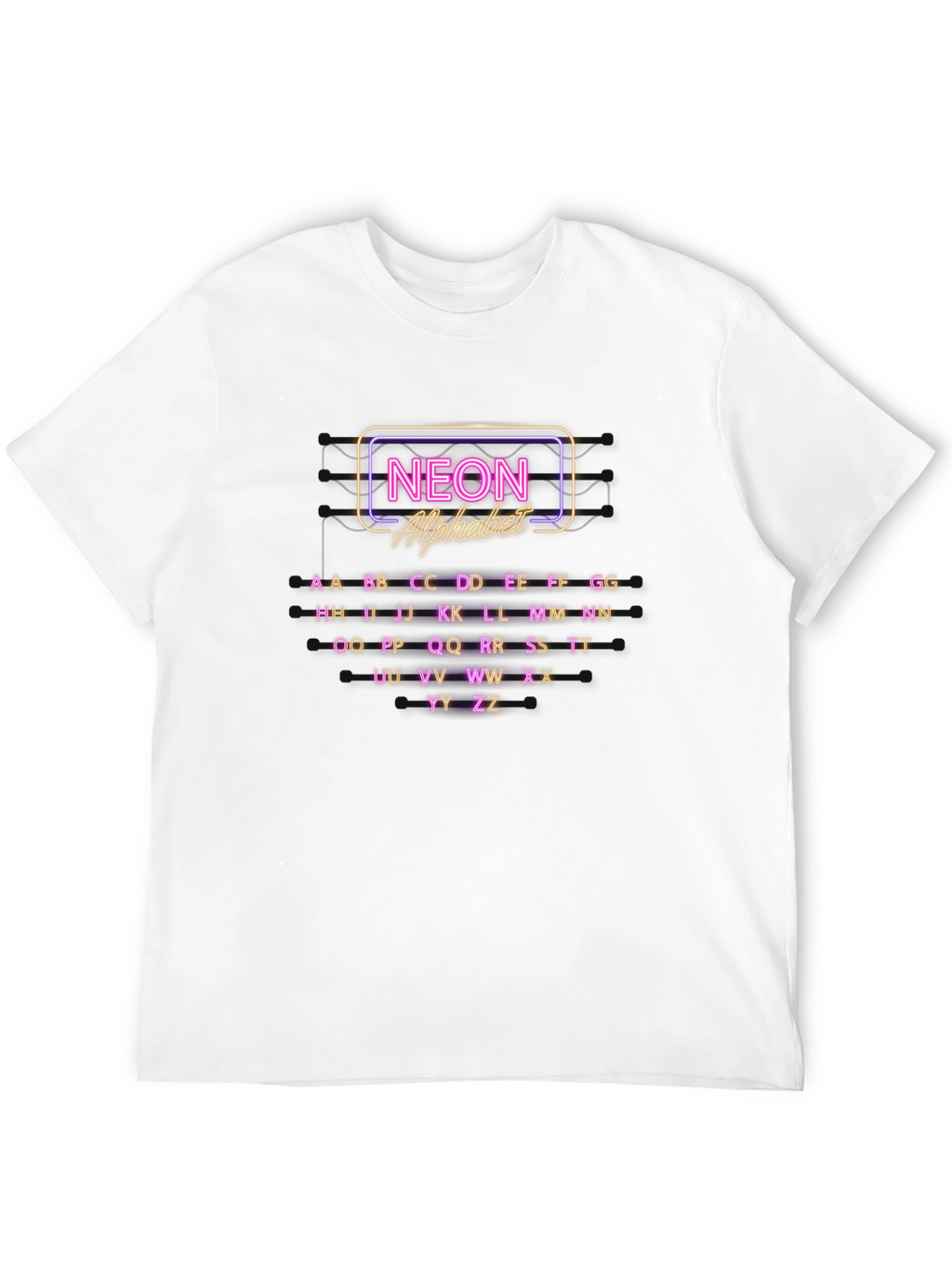 Neon Alphabet Graphic Print Crew Neck T-Shirt