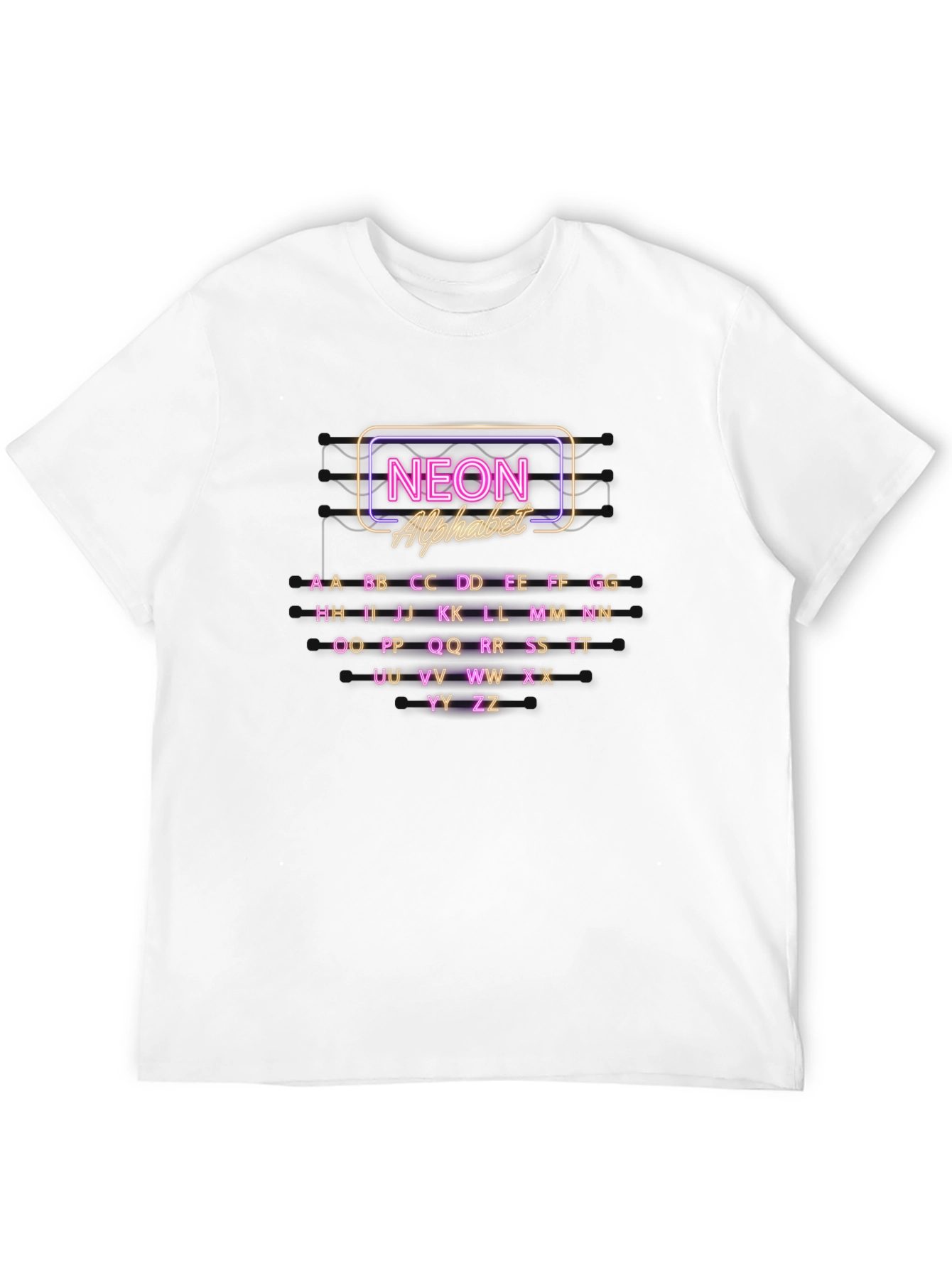 Neon Alphabet Graphic Print Crew Neck T-Shirt