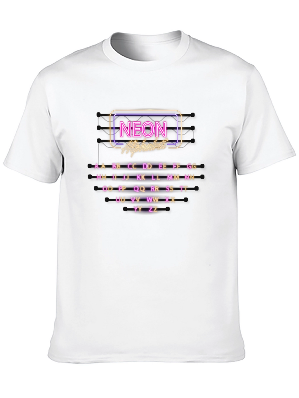 Neon Alphabet Graphic Print Crew Neck T-Shirt