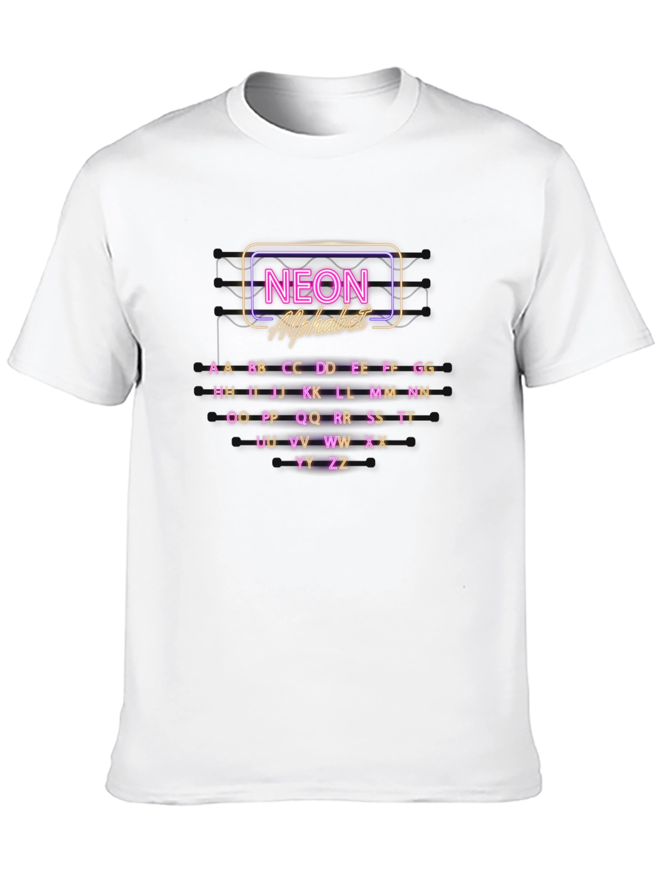 Neon Alphabet Graphic Print Crew Neck T-Shirt
