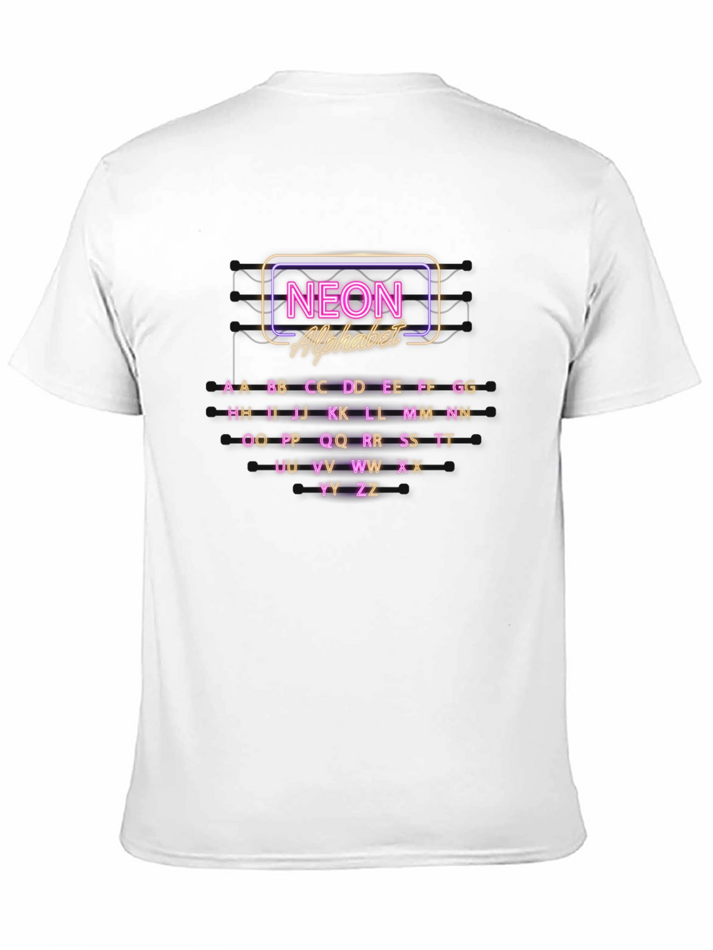 Neon Alphabet Graphic Print Crew Neck T-Shirt