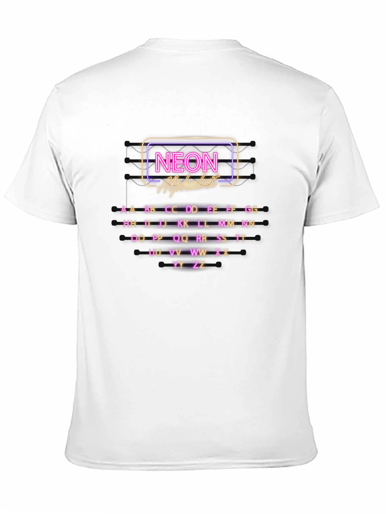 Neon Alphabet Graphic Print Crew Neck T-Shirt