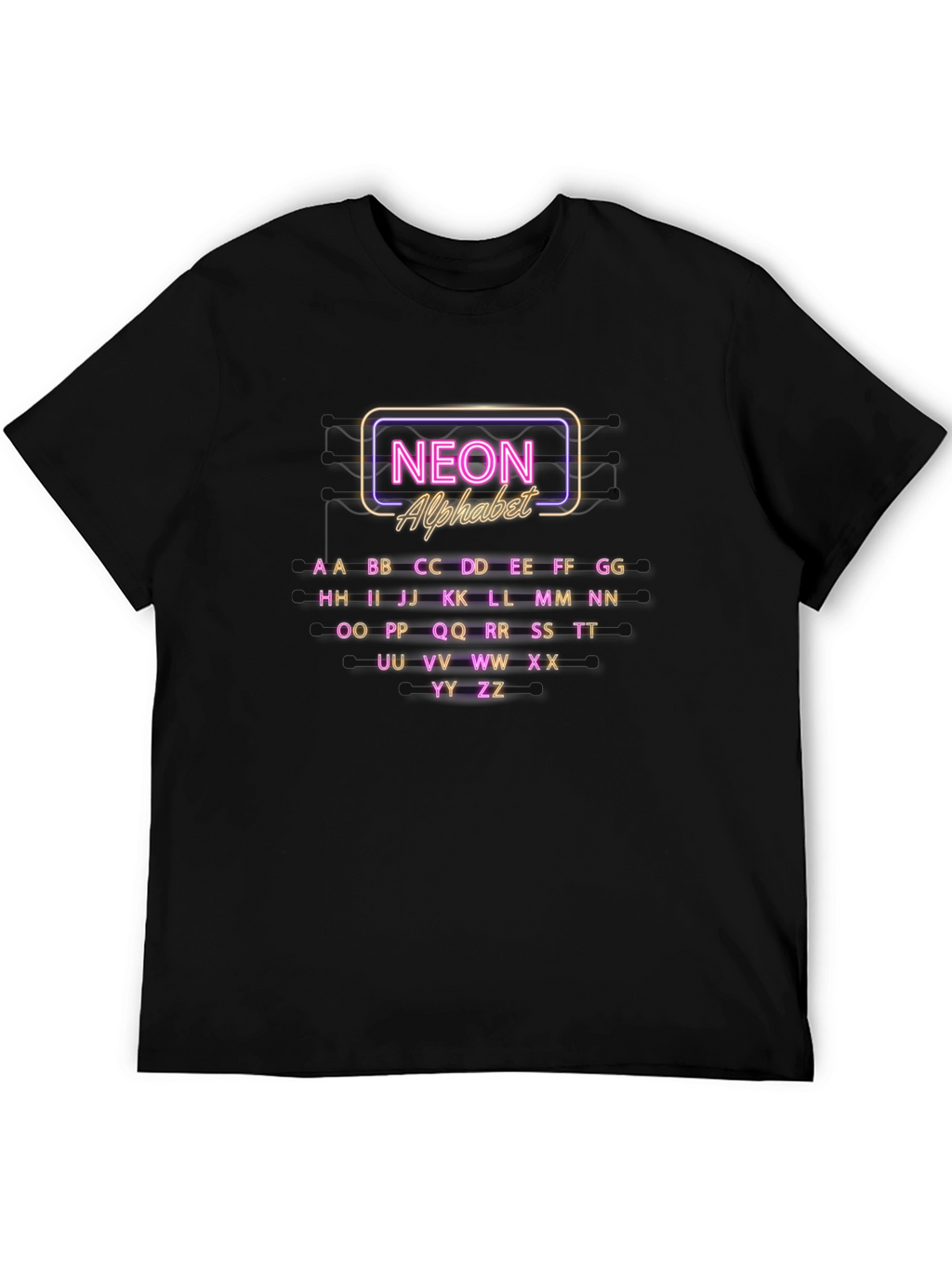 Neon Alphabet Graphic Print Crew Neck T-Shirt