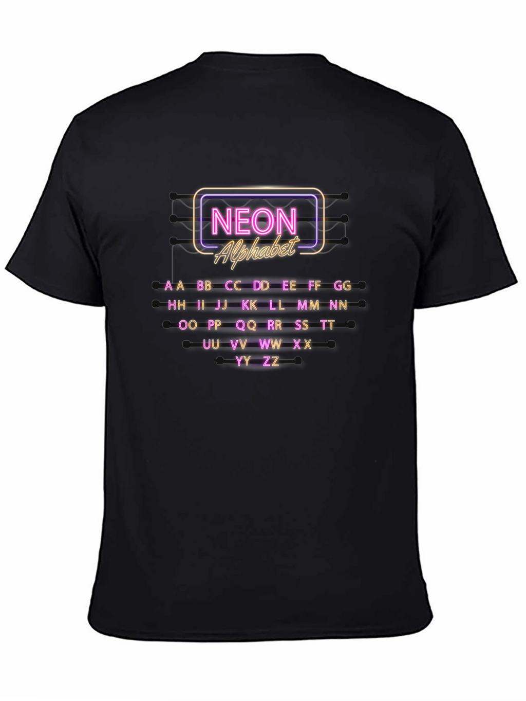 Neon Alphabet Graphic Print Crew Neck T-Shirt