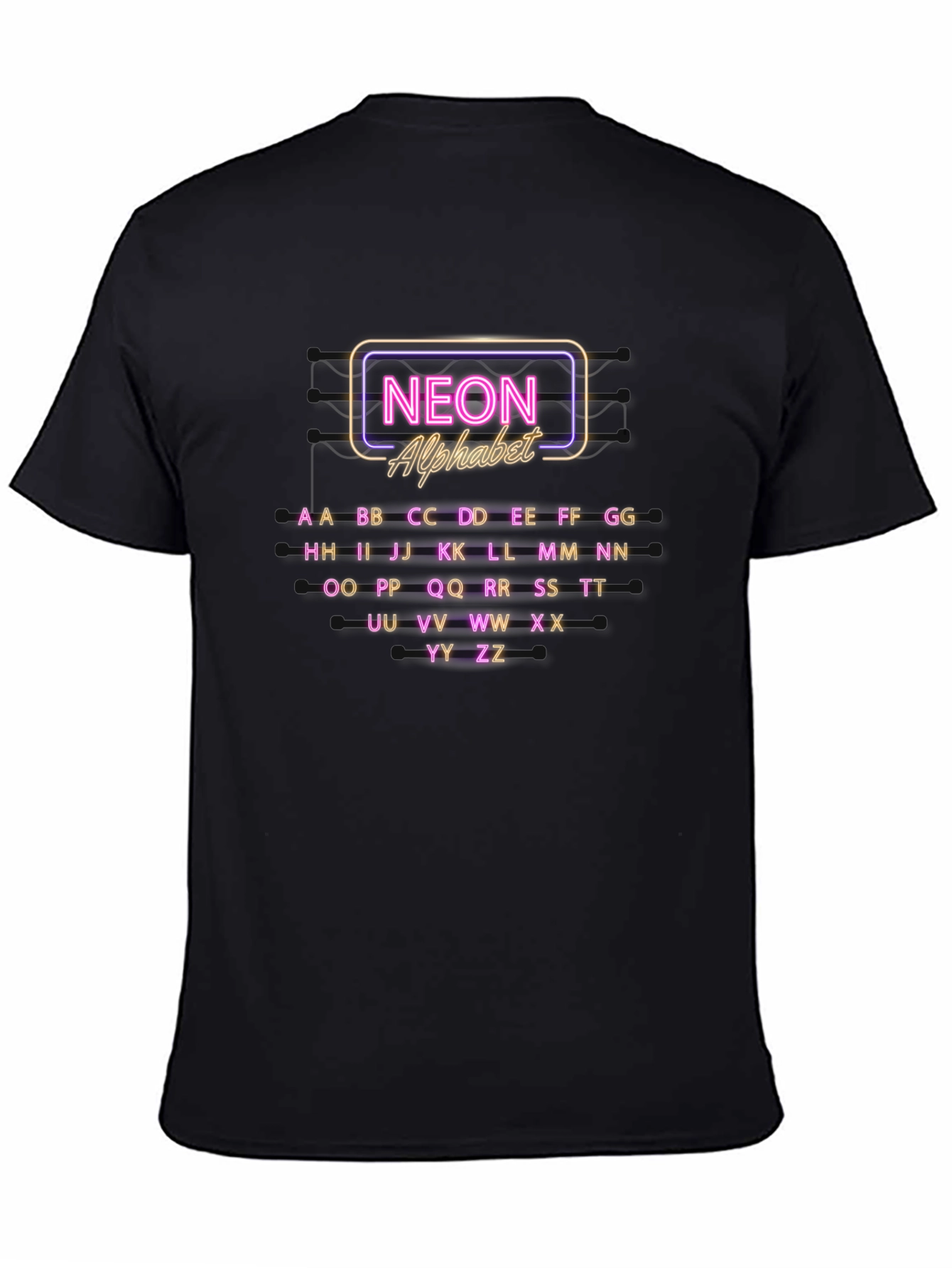 Neon Alphabet Graphic Print Crew Neck T-Shirt
