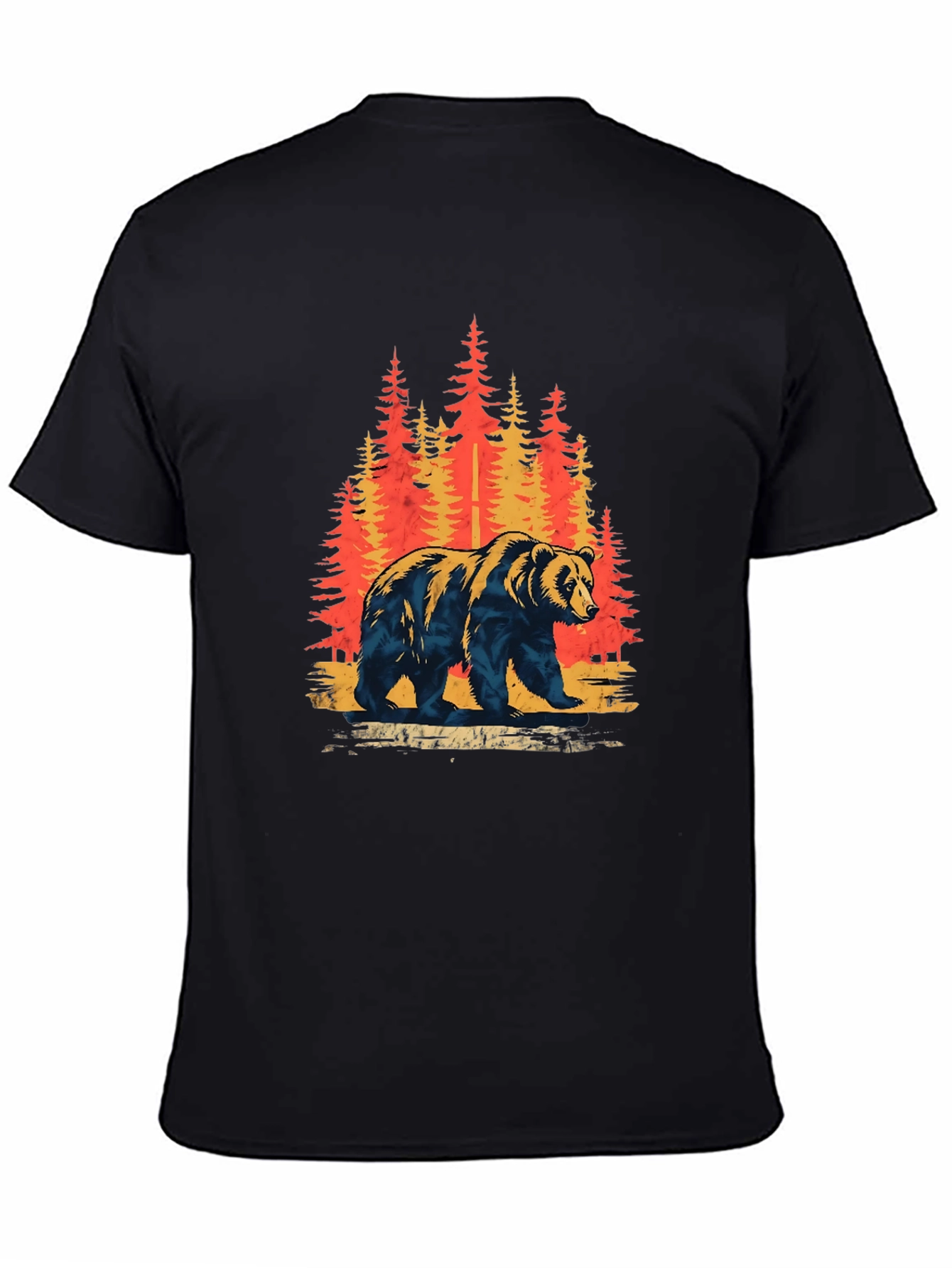 Bear in Forest Graphic Tee - Nature Lovers T-Shirt