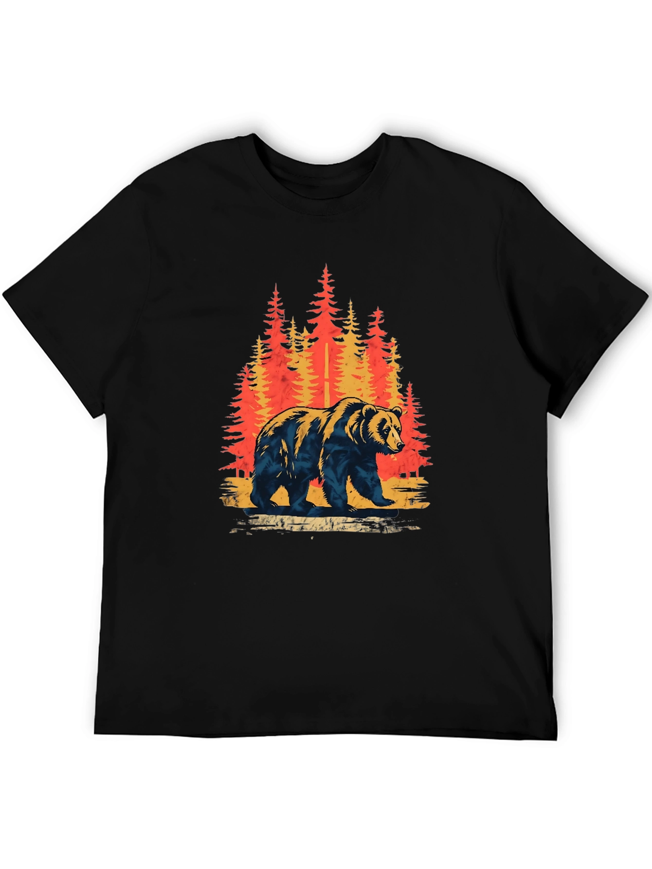 Bear in Forest Graphic Tee - Nature Lovers T-Shirt