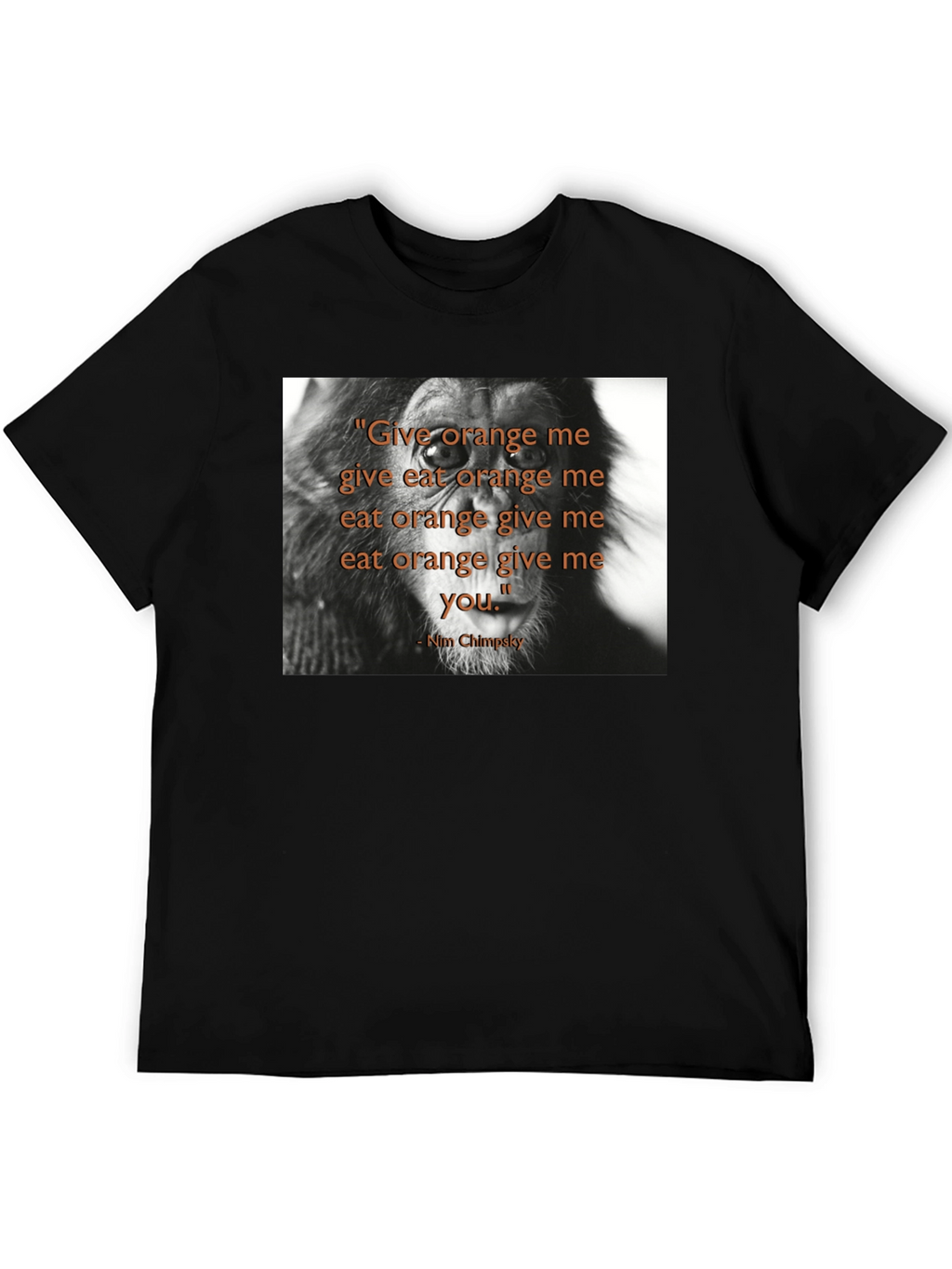 Chimpanzee Quote Graphic Print Black T-Shirt
