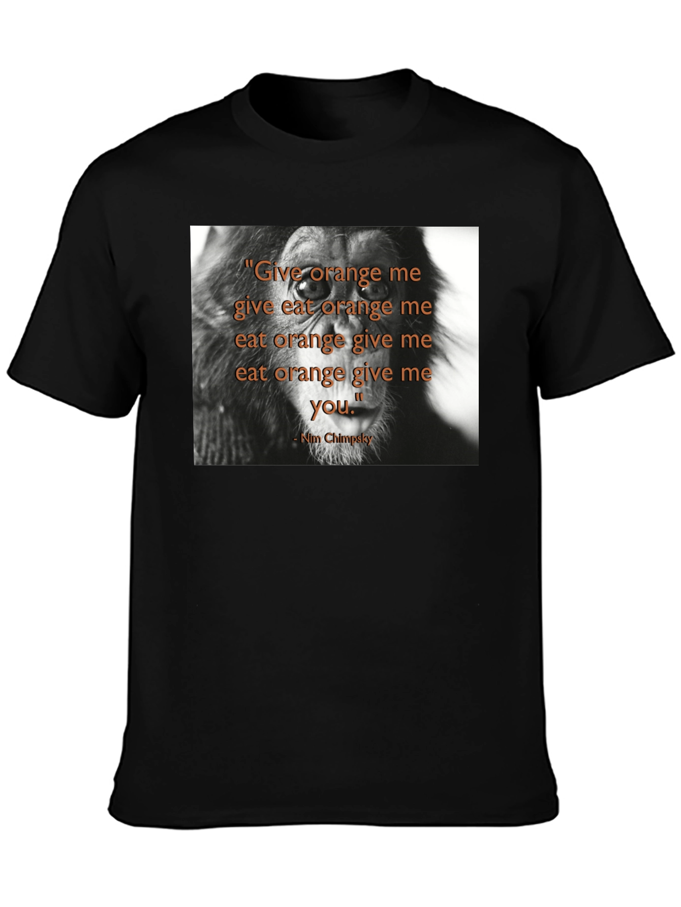Chimpanzee Quote Graphic Print Black T-Shirt