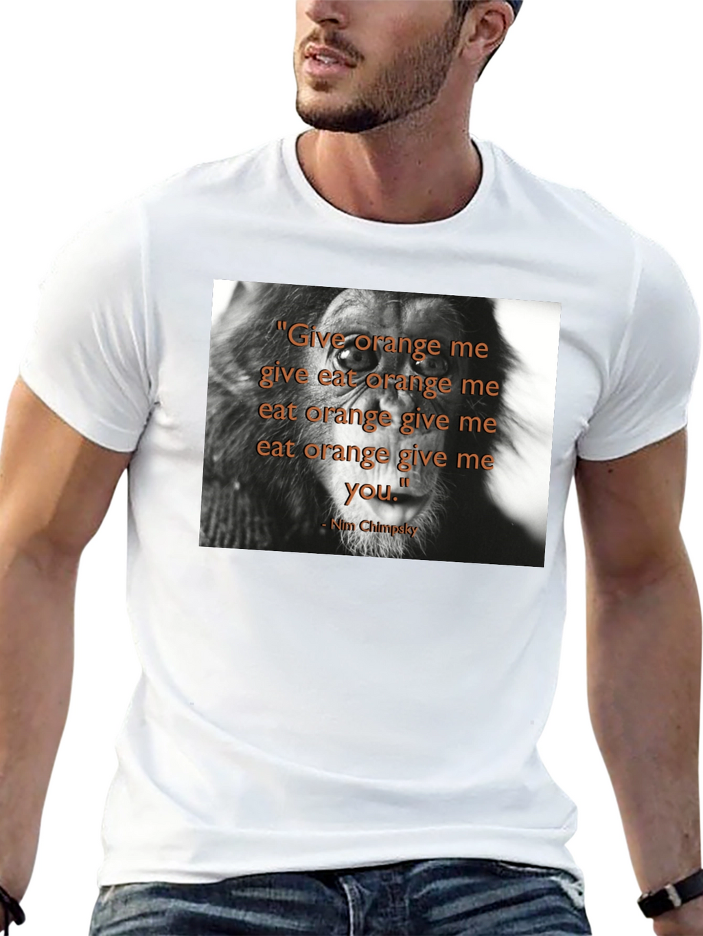 Chimpanzee Quote Graphic Print Black T-Shirt