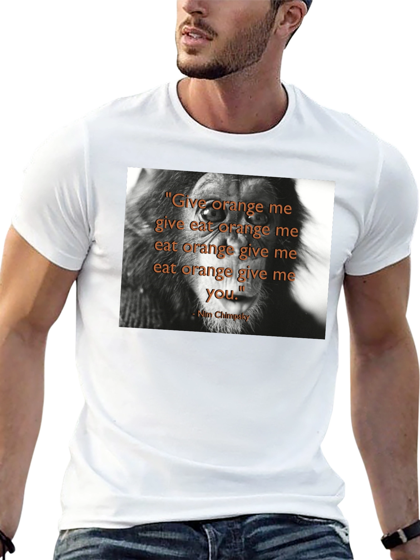 Chimpanzee Quote Graphic Print Black T-Shirt