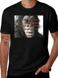 Chimpanzee Quote Graphic Print Black T-Shirt