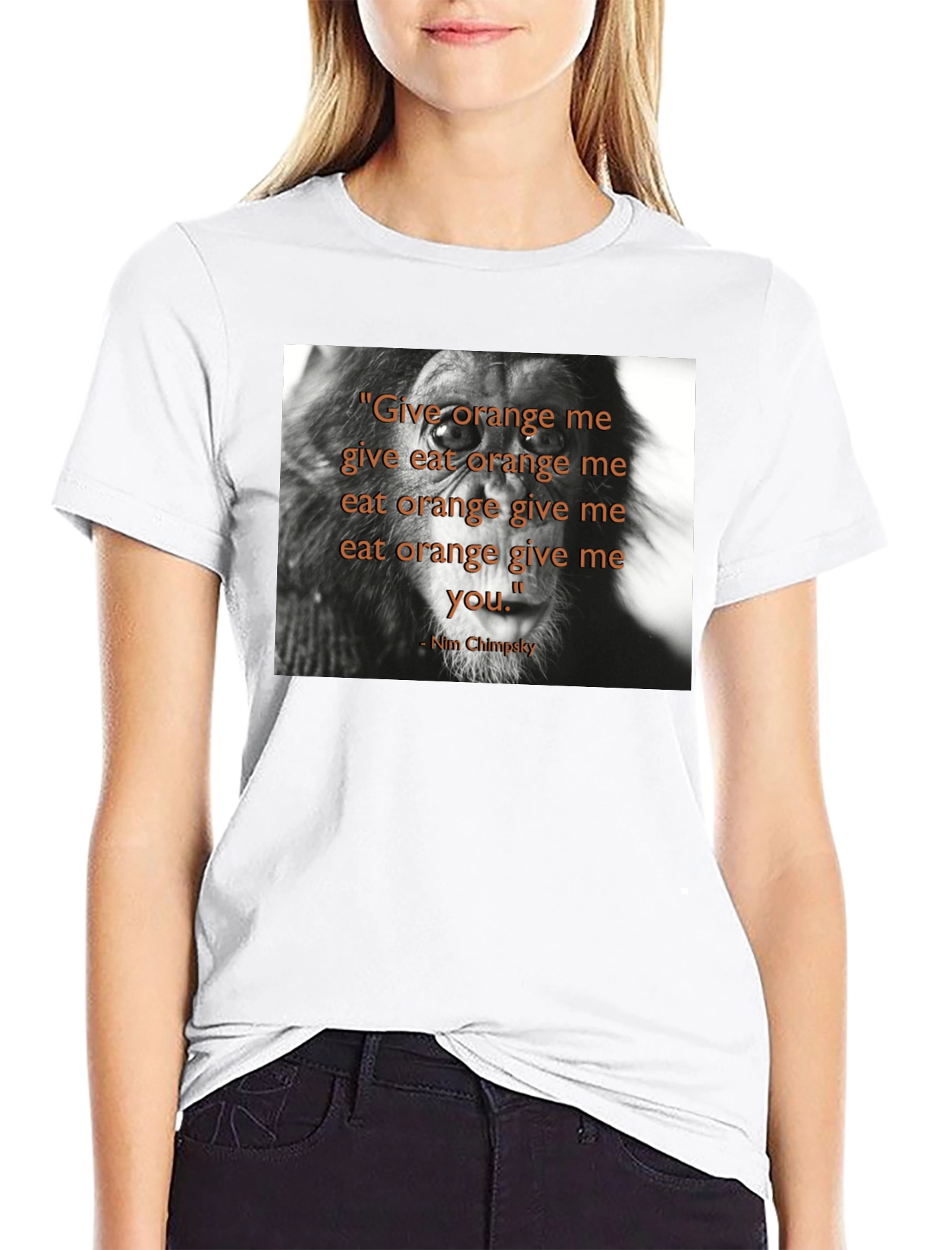 Chimpanzee Quote Graphic Print Black T-Shirt