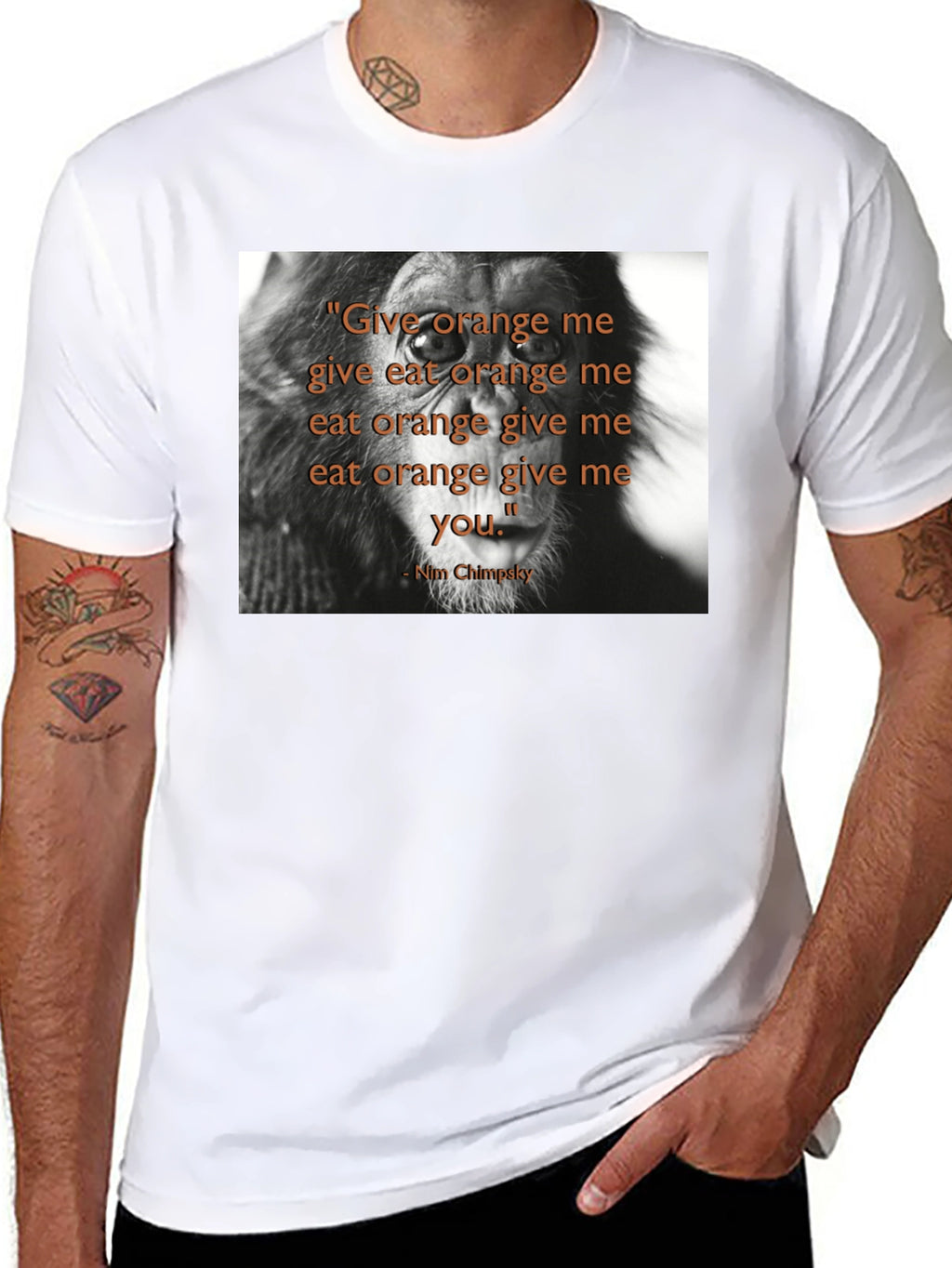 Chimpanzee Quote Graphic Print Black T-Shirt