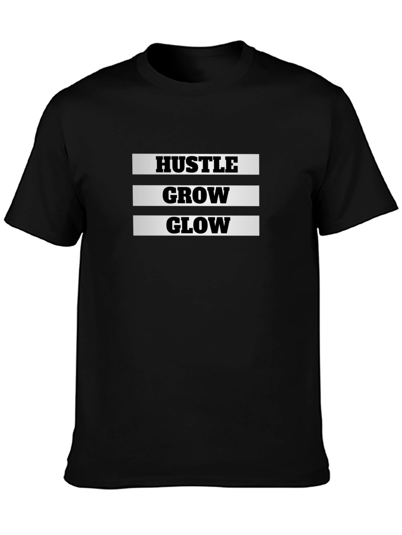 Hustle Grow Glow Black Graphic T-Shirt