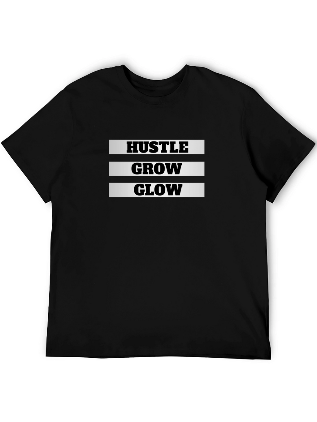 Hustle Grow Glow Black Graphic T-Shirt