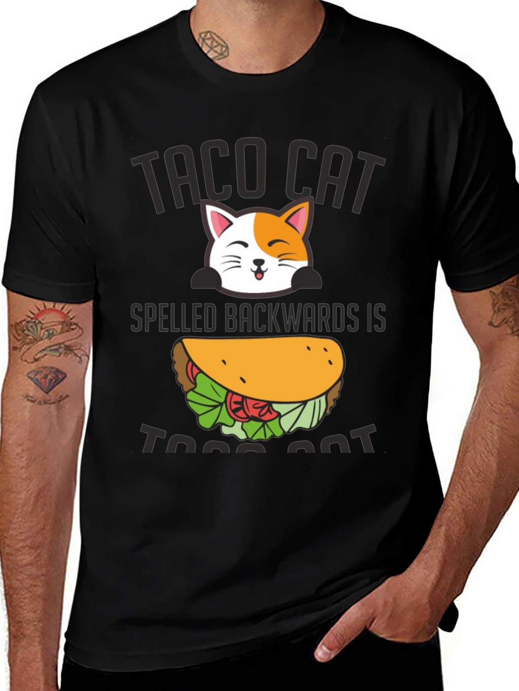 Taco Cat Graphic Tee - Funny Palindrome T-Shirt