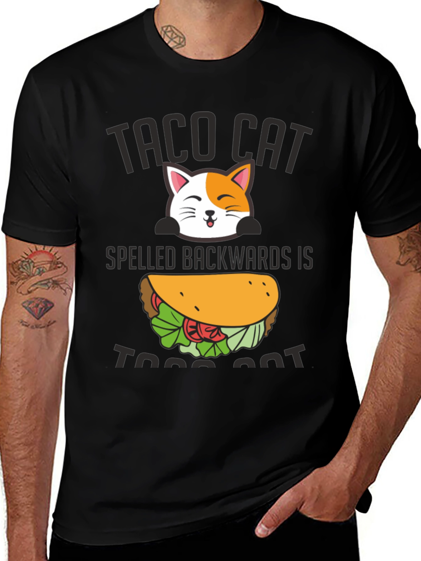 Taco Cat Graphic Tee - Funny Palindrome T-Shirt