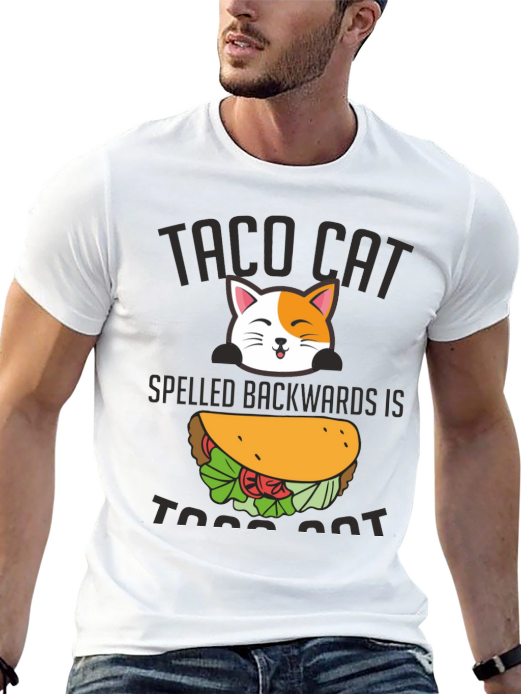 Taco Cat Graphic Tee - Funny Palindrome T-Shirt