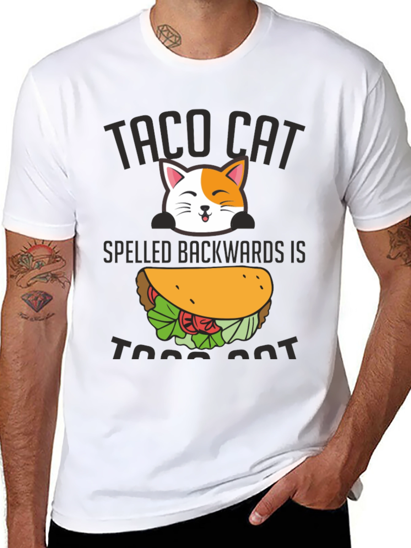 Taco Cat Graphic Tee - Funny Palindrome T-Shirt