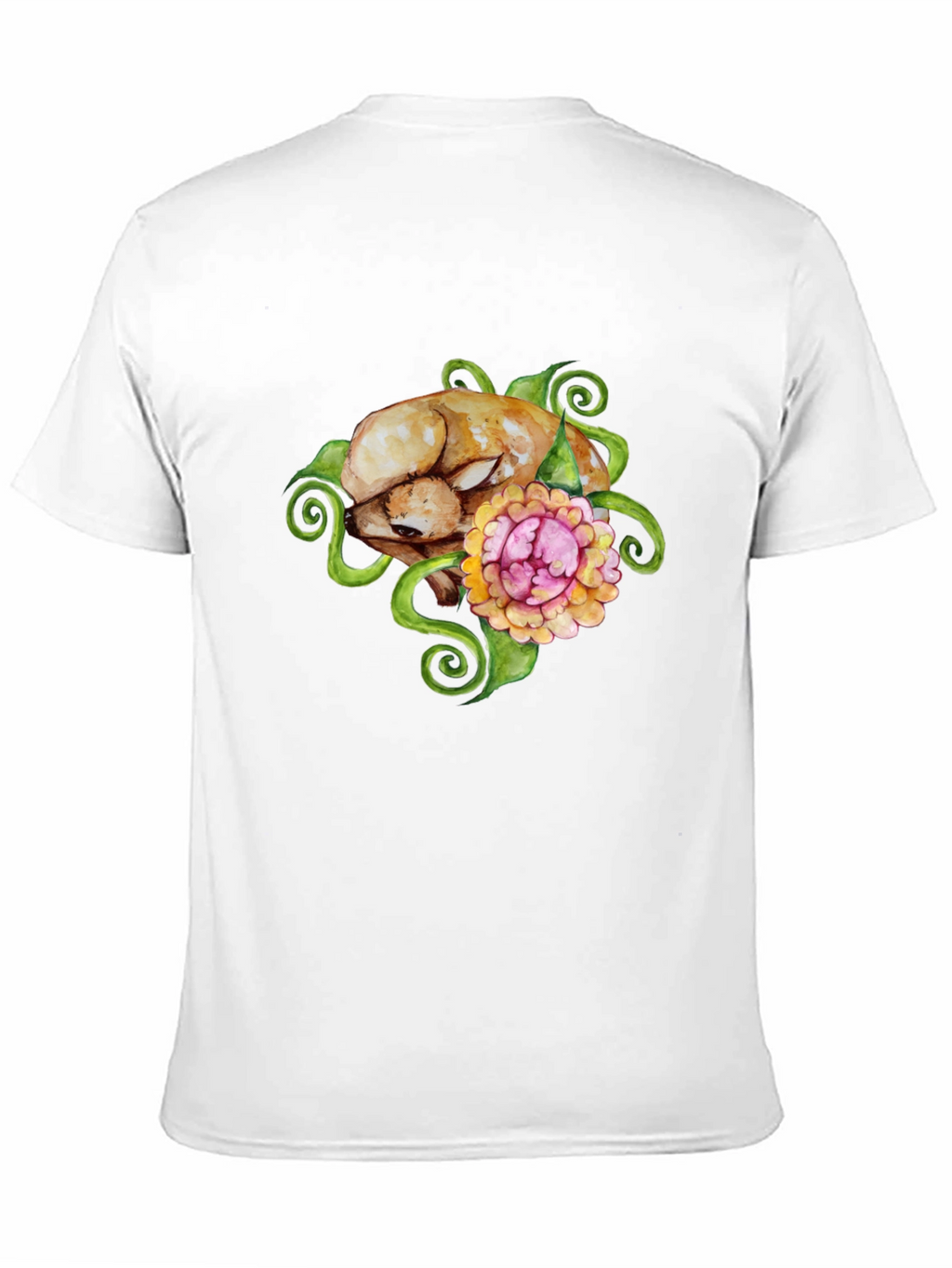Floral Puppy T-Shirt - Black Cotton Blend