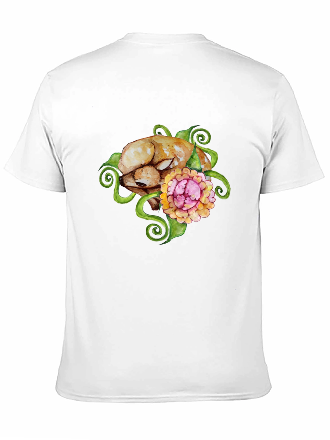 Floral Puppy T-Shirt - Black Cotton Blend