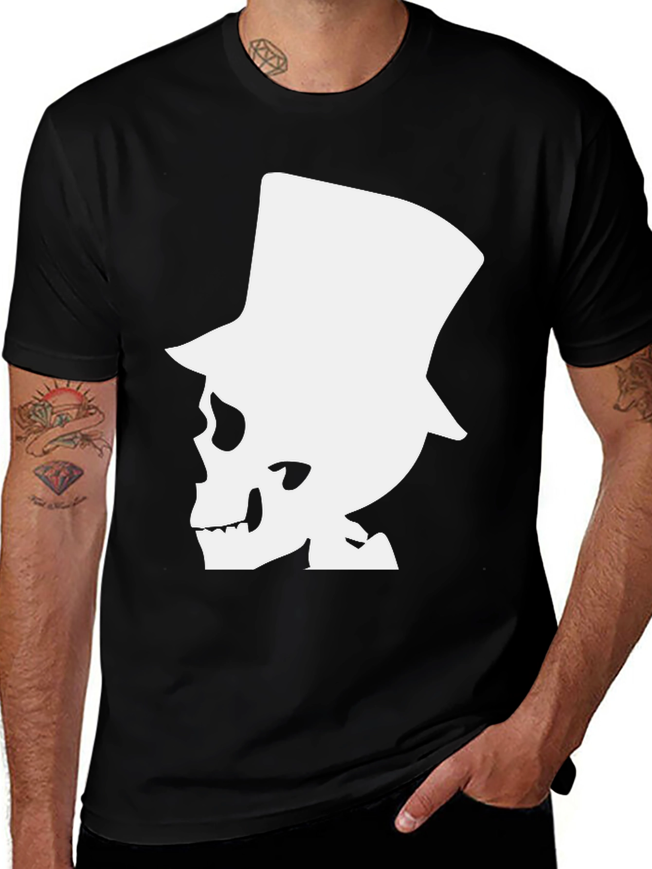 Skull Top Hat T-Shirt - Graphic Tee