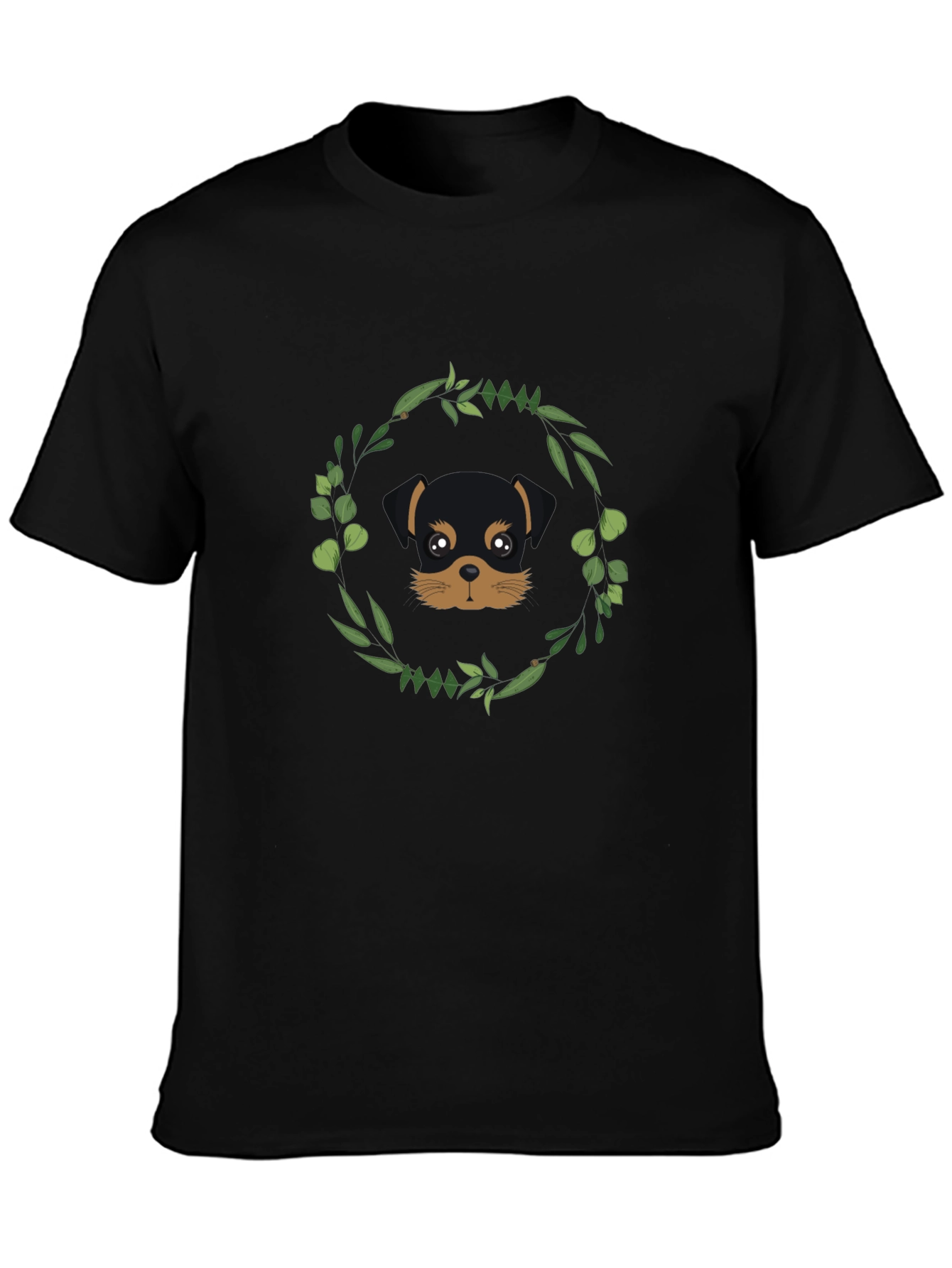 Dog Lover T-Shirt - Rottweiler Puppy with Floral Wreath