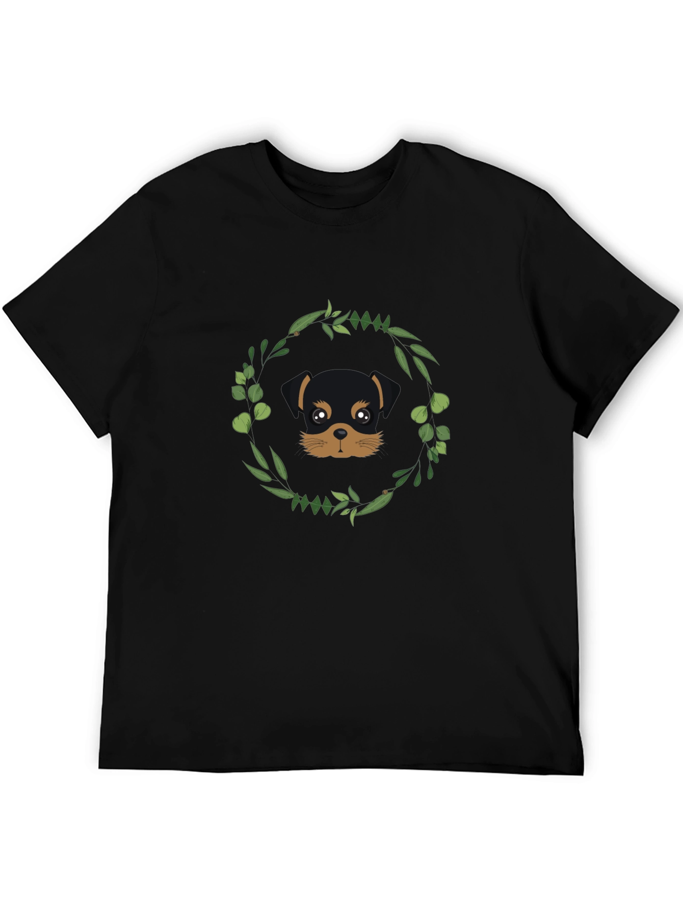 Dog Lover T-Shirt - Rottweiler Puppy with Floral Wreath