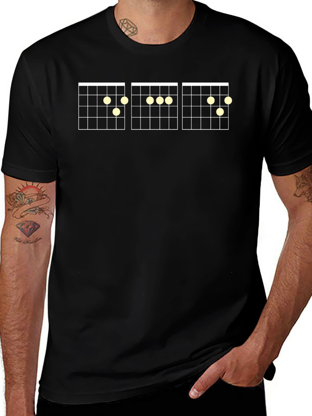 Guitar Chord Chart Black T-Shirt