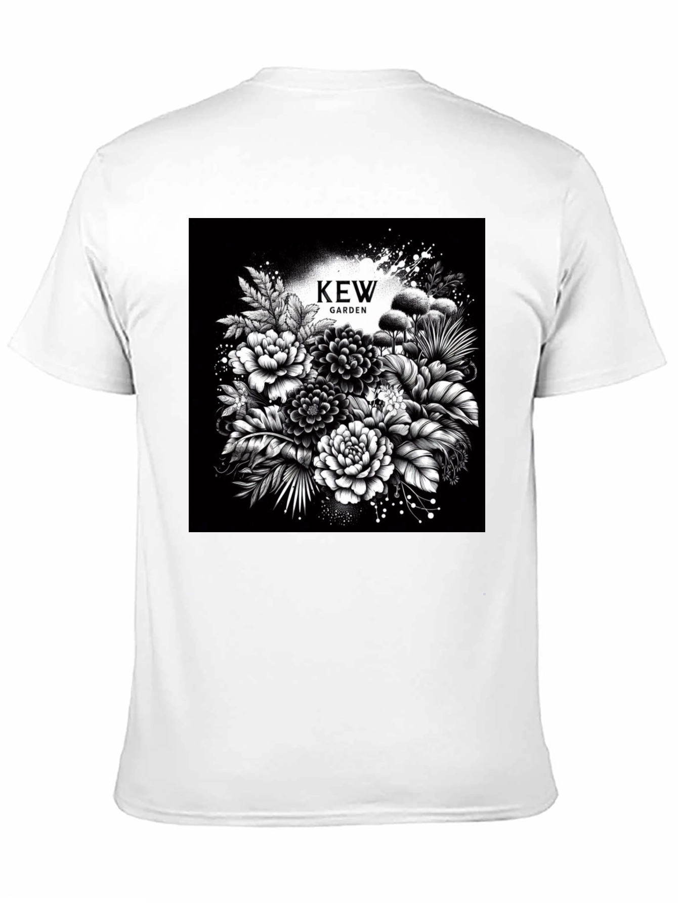 Kew Garden Floral Graphic Tee - Stylish Black T-Shirt
