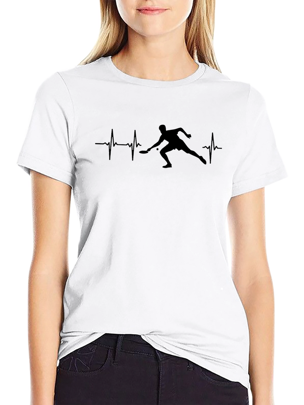 Pickleball Heartbeat T-Shirt - Player Silhouette Design