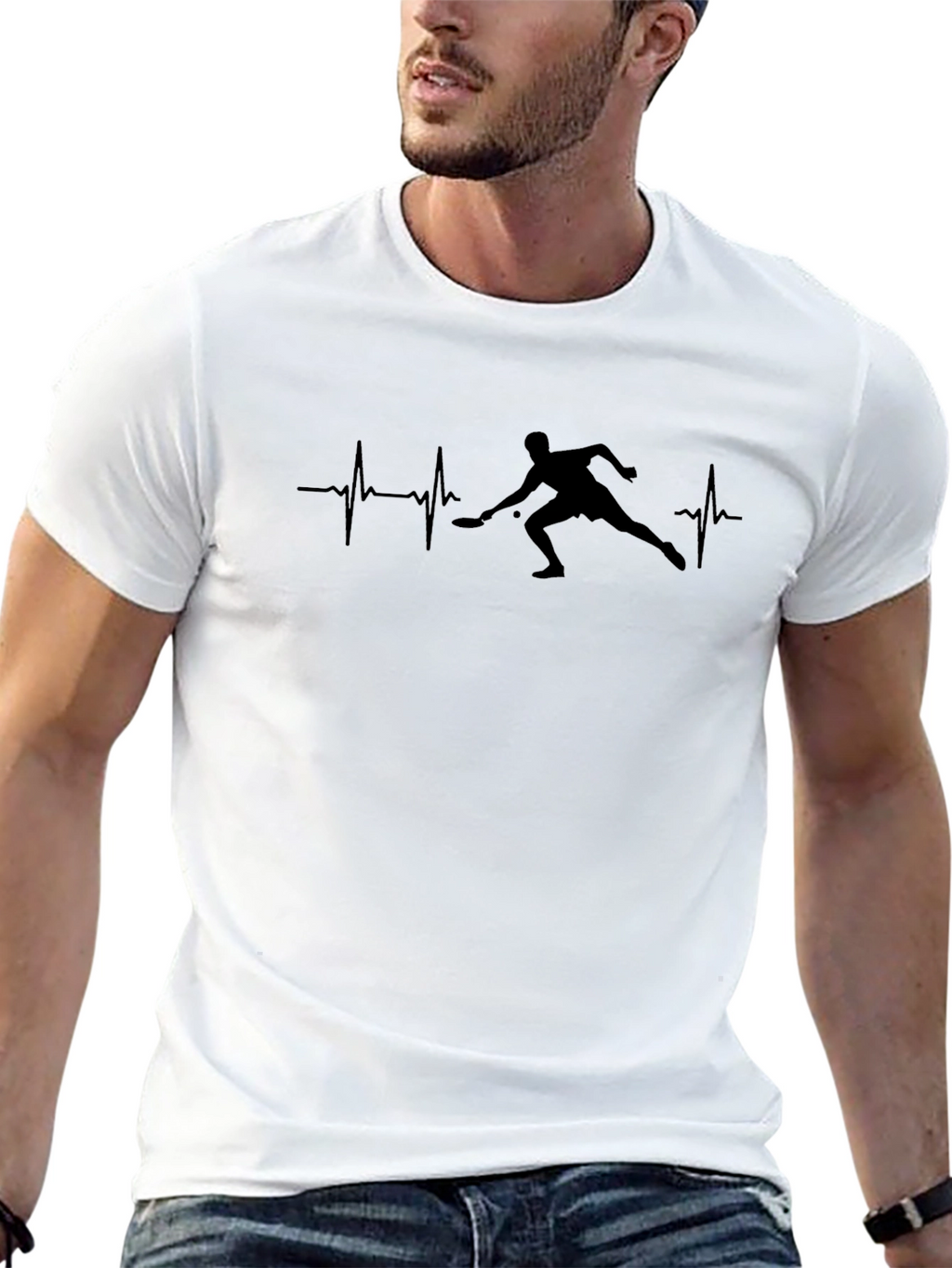 Pickleball Heartbeat T-Shirt - Player Silhouette Design