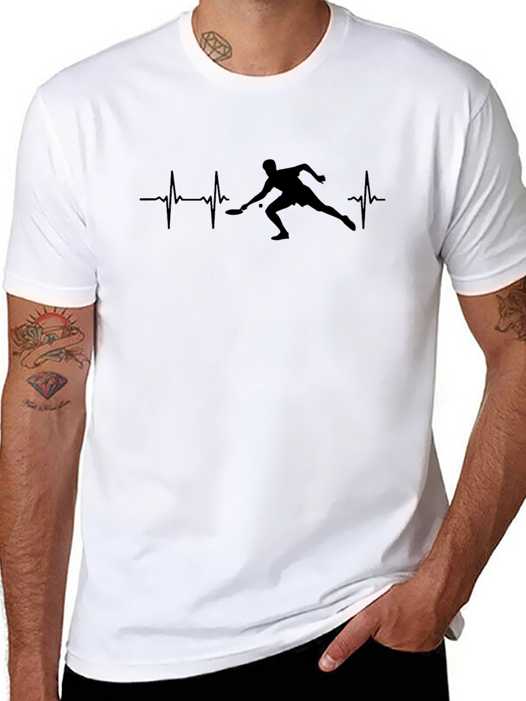 Pickleball Heartbeat T-Shirt - Player Silhouette Design