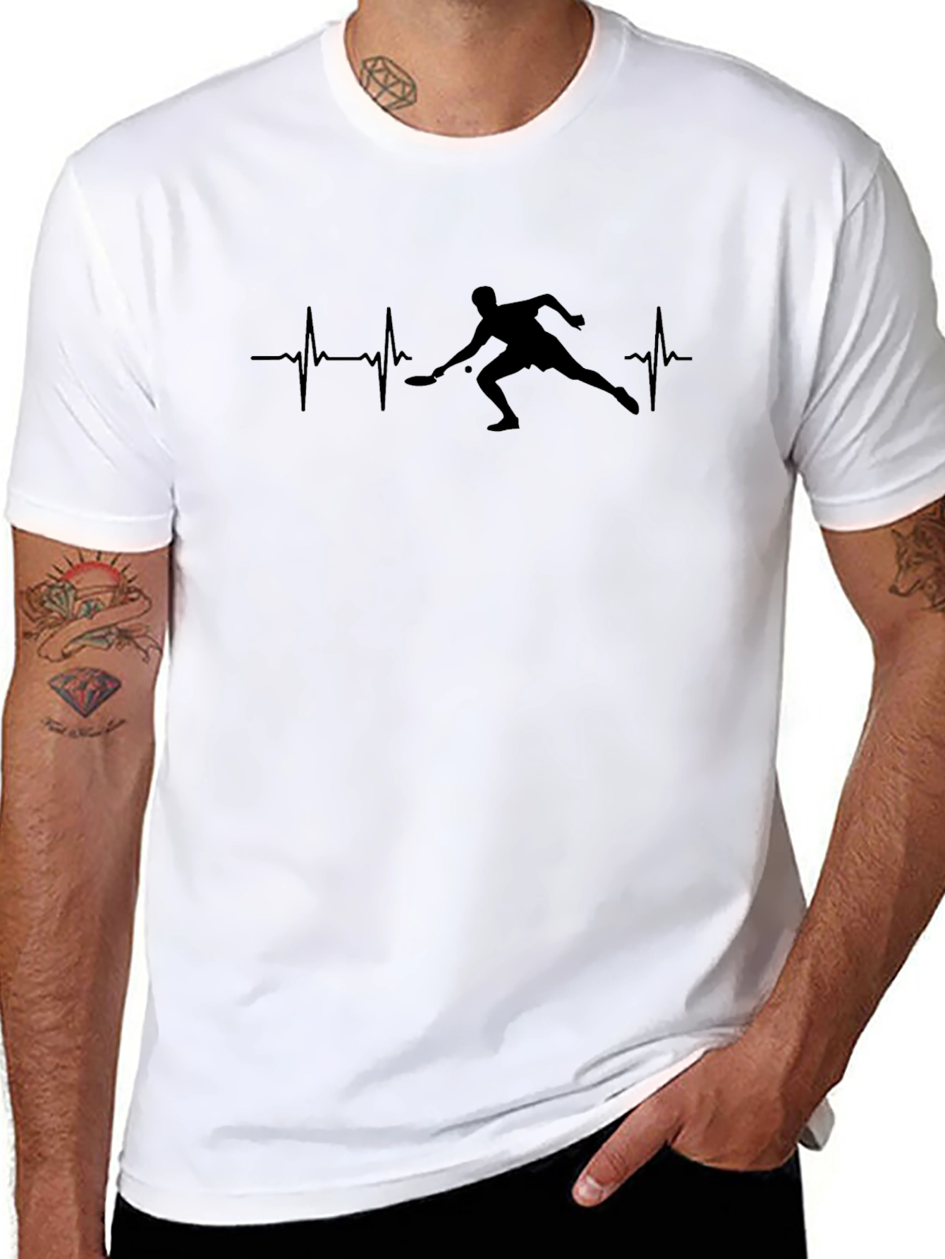 Pickleball Heartbeat T-Shirt - Player Silhouette Design