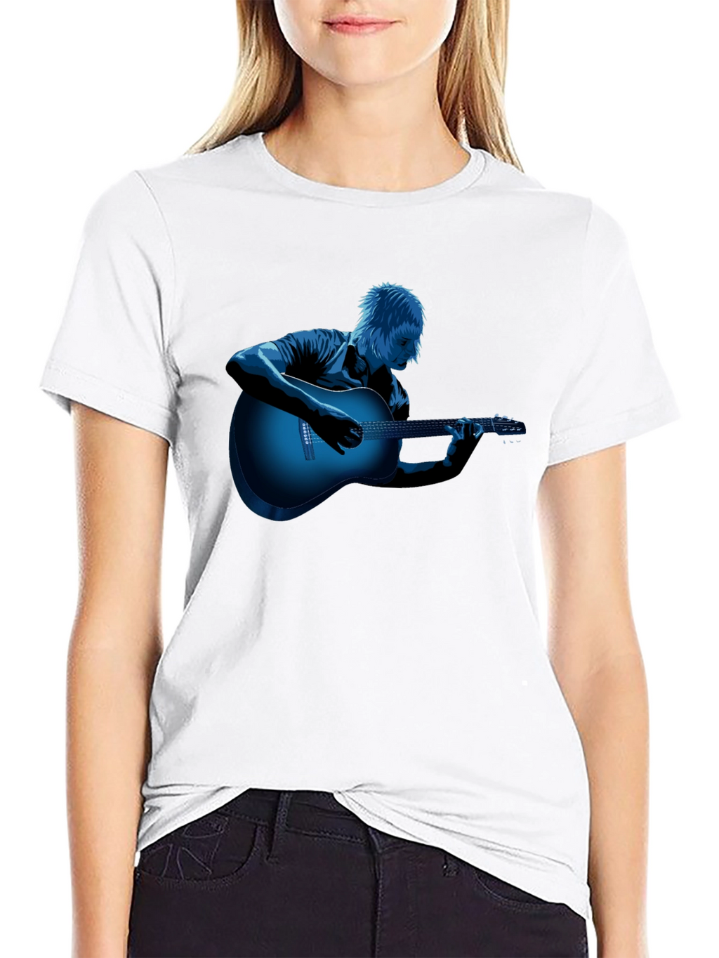 Cool Guitar Player Graphic Tee - Black