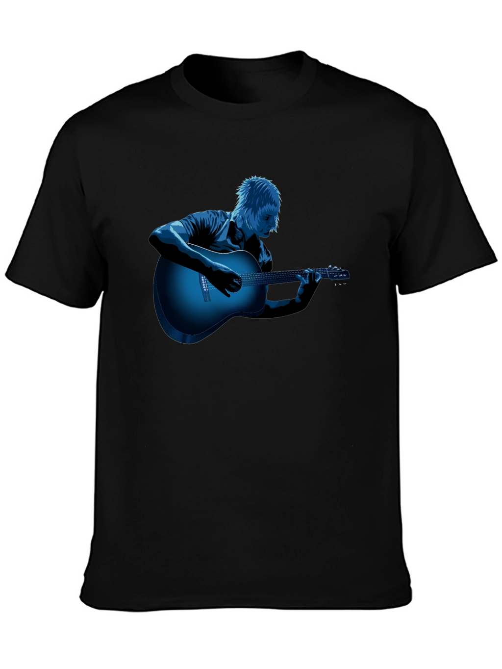 Cool Guitar Player Graphic Tee - Black