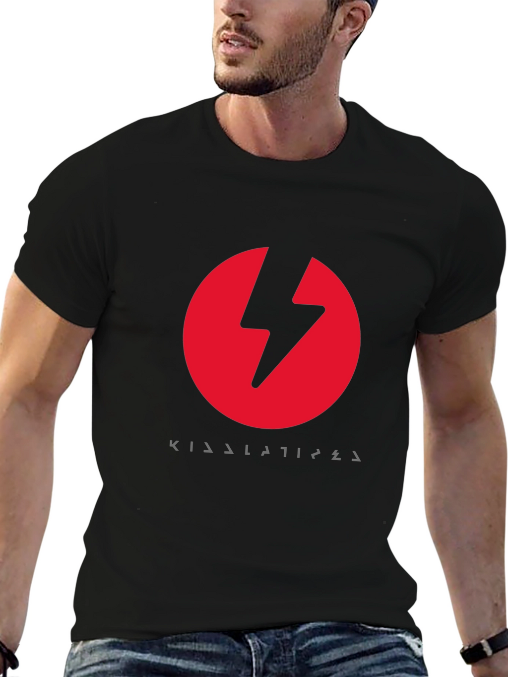 Red Lightning Bolt Black T-Shirt