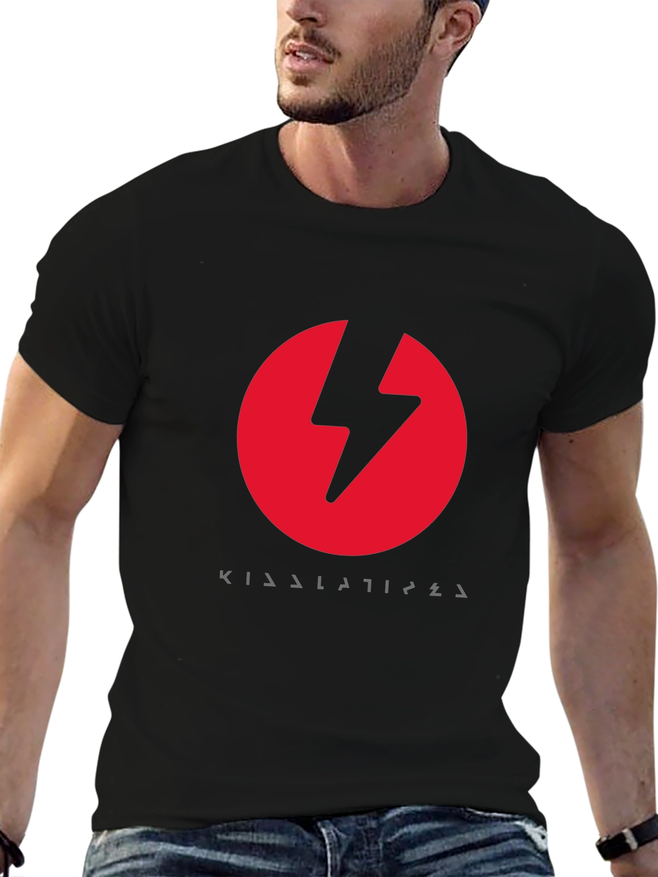 Red Lightning Bolt Black T-Shirt
